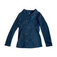 Płaszcz dziecięcy czarny dwa rzędy guzików z kołnierzem 164 H&M