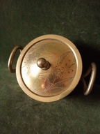 Stary mosiężny pojemnik z pokrywką - gruby, masywny wyrób