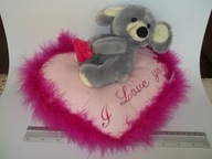 PODUSZKA SERCE I LOVE YOU Z MISIEM 25X21CM