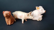 3 x Figurki świnka prosiak ceramika tworzywo