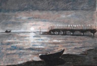 Romantyczny pejzaż pt."Zachód słońca I molo"