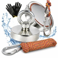 MAGNES NEODYMOWY MOCNY 80 KG ZESTAW WALEC Z UCHEM LINA 20M DO POSZUKIWAŃ