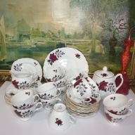 Serwis kawowy Colclough Bone China na 12 osób | Anglia | róże | dzbanek