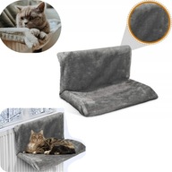 LEGOWISKO DLA KOTA NA KALORYFER HAMAK PLUSZOWY WISZĄCY GRZEJNIK SZARY 47 cm