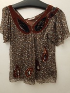 BLUZKA EXCLUSIVE BLUZECZKA S\M BOHO HIPPIE JEDWAB JEDWABNA