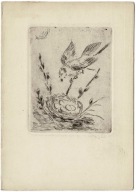 WIELKANOC GNIAZDKO I PTAK KARNET ORYGINALNA GRAFIKA