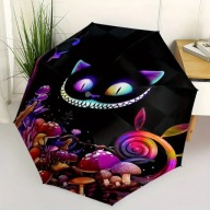 PARASOL składany BASNIOWY MAGICZNY KOT i grzyb HALLOWEEN ALICJA ORGINALNY