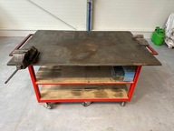STÓŁ WARSZTATOWY Z IMADŁEM NA KÓŁKACH BARDZO SOLIDNY I MOCNY 152X101X90cm