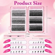 Kępki Rzęs DIY 30D-100D 8-16mm Zestaw Cat Eye Klej Pęseta