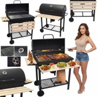 GRILL WĘGLOWY OGRODOWY DUŻY PRZENOŚNY NA KÓŁKACH BECZKA Z POKRYWĄ POPIELNIK