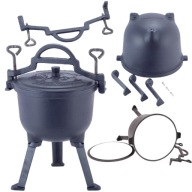 PALENISKO KOCIOŁEK ŻELIWNY EMALIOWANY 10L MYŚLIWSKI NA OGNISKO STOJAK