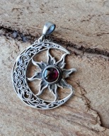 Wisiorek naszyjnik lunula słońce księżyc srebro wyrób artystyczny Orient