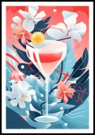 A2 PLAKAT DO KUCHNI JADALNI RESTAURACJI KIELISZEK DRINK KWIATY