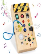 DREWNIANA TABLICA MANIPULACYJNA Montessori WŁĄCZNIK ŚWIATŁA LED