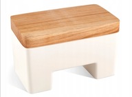 MASELNICZKA INTELIGENTNA WODNA BIAŁA POJEMNIK NA MASŁO Z DREWNIANĄ POKRYWKĄ