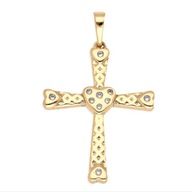 63342 ZAWIESZKA 18K POZŁACANA 40/25 MM krzyżyk z serduszkami