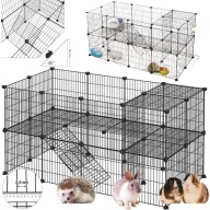 Ogrodzenie Kojec Klatka dla Zwierząt Modułowe 143x73x71cm Siatka Czarna