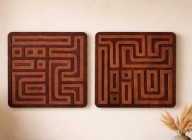 Drewniane obrazy 3D 32x32 cm – zestaw 2 szt. | Nowoczesny design