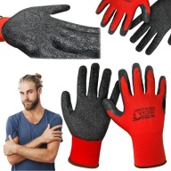 RĘKAWICZKI RĘKAWICE ROBOCZE LATEKSOWE GUMOWE GOSPODARCZE OGRODOWE CZERWONE