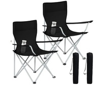 Krzesła kempingowe składane 2 szt. AMHANCIBLE czarne, 120 kg, torby