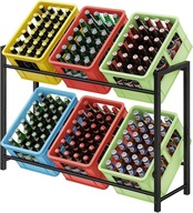 Regał na skrzynki metalowy Regulowane nóżki 90x80x48cm Czarny