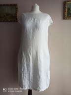 włoska LNIANA suknia z kieszeniami cekiny 40