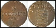 MNB - NIEMCY SAKSONIA 2 Pfennige Fenigi 1855 F # st 2