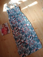 sukienka maxi xl 42 wzorek roślinki listki palemki kwiatki na ramiączkach