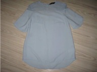 F&F niebieska bluzka z koronkową wstawką 34