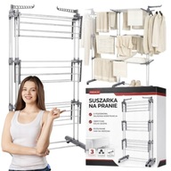 SUSZARKA NA PRANIE PIONOWA STOJĄCA DUŻA XXL SKŁADANA CZARNA NA UBRANIA