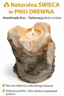 Naturalna świeca w pniu drewna brzozy Handmade EKO Dekoracja boho Prezent