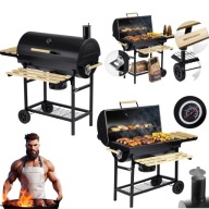 GRILL WĘGLOWY BERDSEN BECZKA Z KOMINKIEM PÓŁKI TERMOMETR 57 x 43 cm