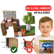Klocki magnetyczne Minecraft 128szt. sześcian XXL 2,5cm