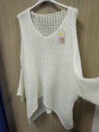 Sweter długi tunika biały ecru r. Uni Italy !!!