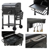 GRILL OGRODOWY WĘGLOWY DUŻY RUSZT ŻELIWNY XXL REGULACJA RUSZTU CORCIANO