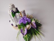 Stroiki Na Nagrobek - Latarenka Na Drewnie Fioletowe Kalie