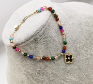 59926 Bransoletka złota stal chirurgiczna rozetka koraliki