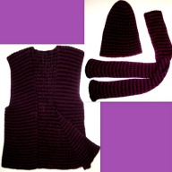 Kamizelka CZAPKA szalik zestaw z DZIANINY r. S/M/L