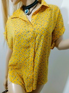 M_A_N_G_O ŻÓŁTA LEJĄCA BLUZKA LUŹNA Z KOŁNIERZYKIEM VINTAGE RETRO M