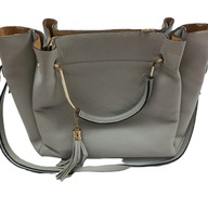 TOREBKA DAMSKA SKÓRA SZARA Z DŁUGIM PASKIEM