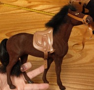 Realistyczny brązowy duży koń zabawka figurka siodło farma