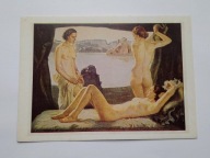 Malarstwo niemieckie - pocztówka - trzy nagie kobiety, akt
