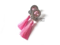 KOLCZYKI SUTASZ róż srebro chwost 100% HAND MADE