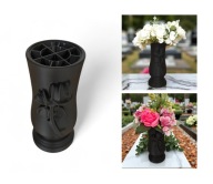 Wazon na cmentarz, Wazon Nagrobny Memorial Rose - CZARNY MATOWY