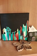 Dekoracja świąteczna ręcznie wykonana akrylami Płótno Prezent świąteczny