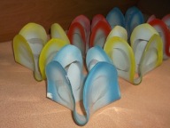 KLOSZE 6 sztuk PRL - ręcznie robione - kolorowe