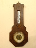 Stary, drewniany barometr z termometrem