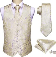 L XL Kamizelka Krawat elegancka garnitur poszetka ślubna ECRU lawenda