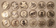 KOALA 1 $ DOLAR AUSTRALIA 2007 - 2024 CAŁY KOMPLET 18 x 1 OZ 999, MENNICZE