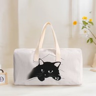 TORBA MATERIAŁOWA PODRÓŻ W KOTY KOTKI ANIME ZAMEK biała CASUAL KLASYCZNA
